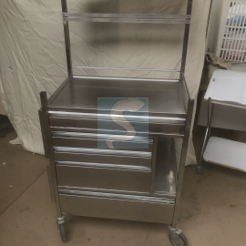 Chariot d’anesthésie en inox avec galerie