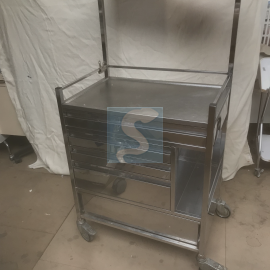 Chariot d’anesthésie en inox avec galerie