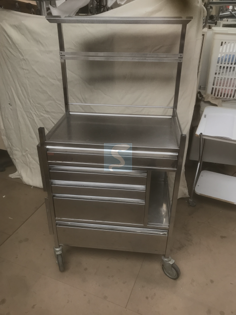 Chariot d’anesthésie en inox avec galerie