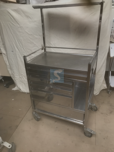 Chariot d’anesthésie en inox avec galerie